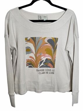 Saturday Sunday Anthropologie Thermal Waffle Pullover Top Sz M Cream Art Print